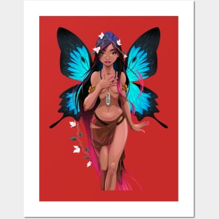 Woman Butterfly Wings Posters and Art